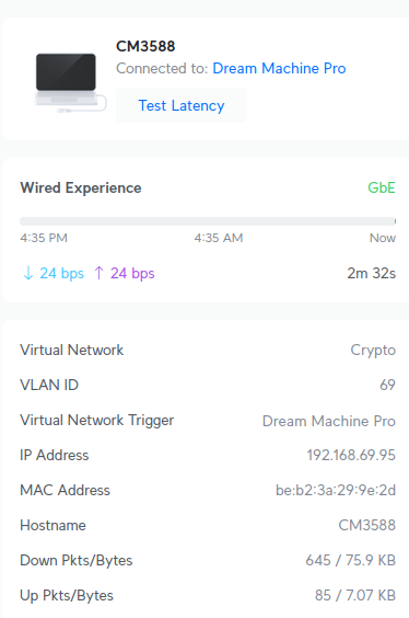 UniFi router showing CM3588 device info