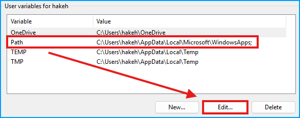 Edit PATH Variable