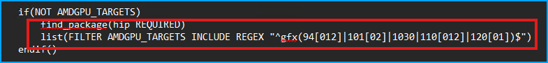 CMakeLists AMDGPU TARGETS Original