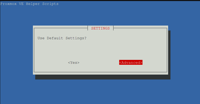 Helper Scripts Advanced vs Default settings option