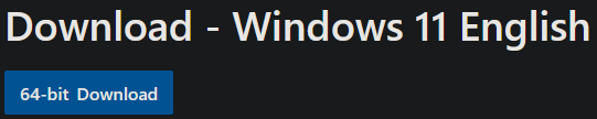 Blue 64-bit Download button on the Microsoft Windows 11 download page