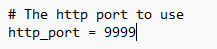 Grafana configuration file showing http_port set to 9999